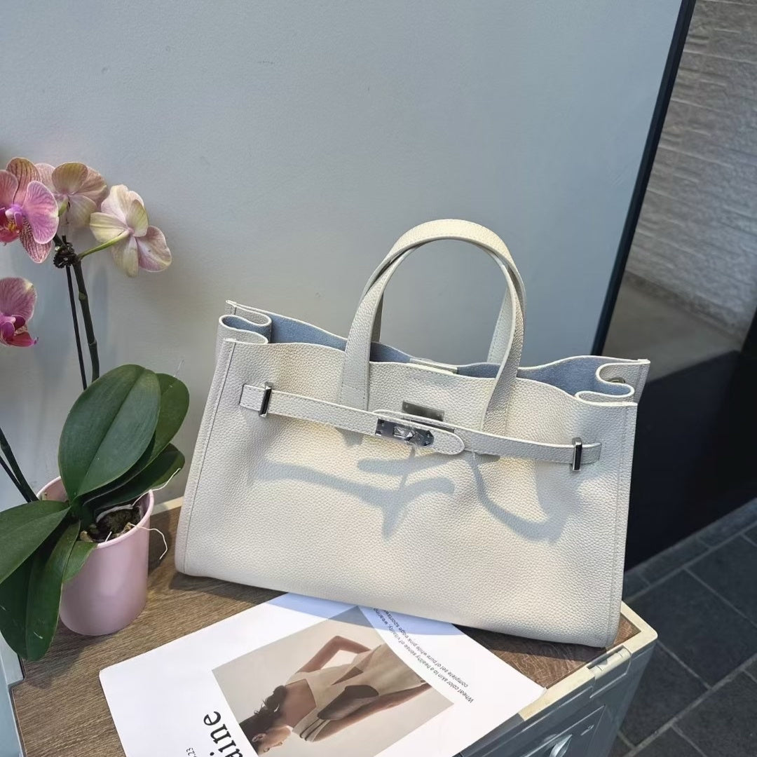 Echtleder Schulterriemen Umhängetasche mit Ziernähten