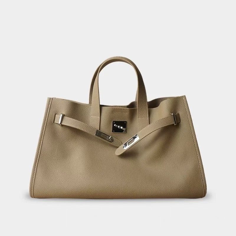 Echtleder Schulterriemen Umhängetasche mit Ziernähten