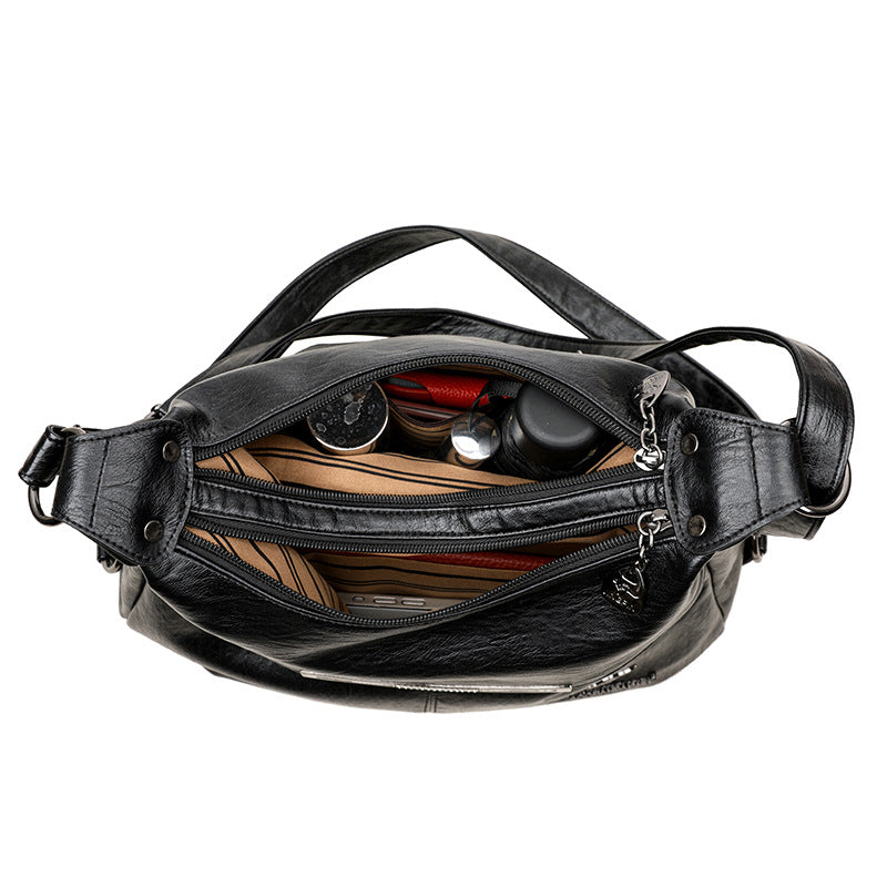 Damen-Schultertasche, großes Fassungsvermögen, weiches Kunstleder